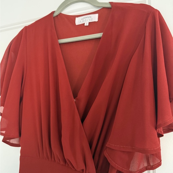 Women’s Rust Wrap Bridesmaid Dress - Picture 2 of 2